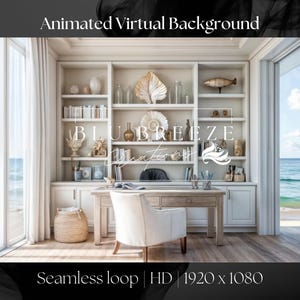 Animated Beach Zoom Background | Ocean Window View for Teams, Google Meet and Zoom