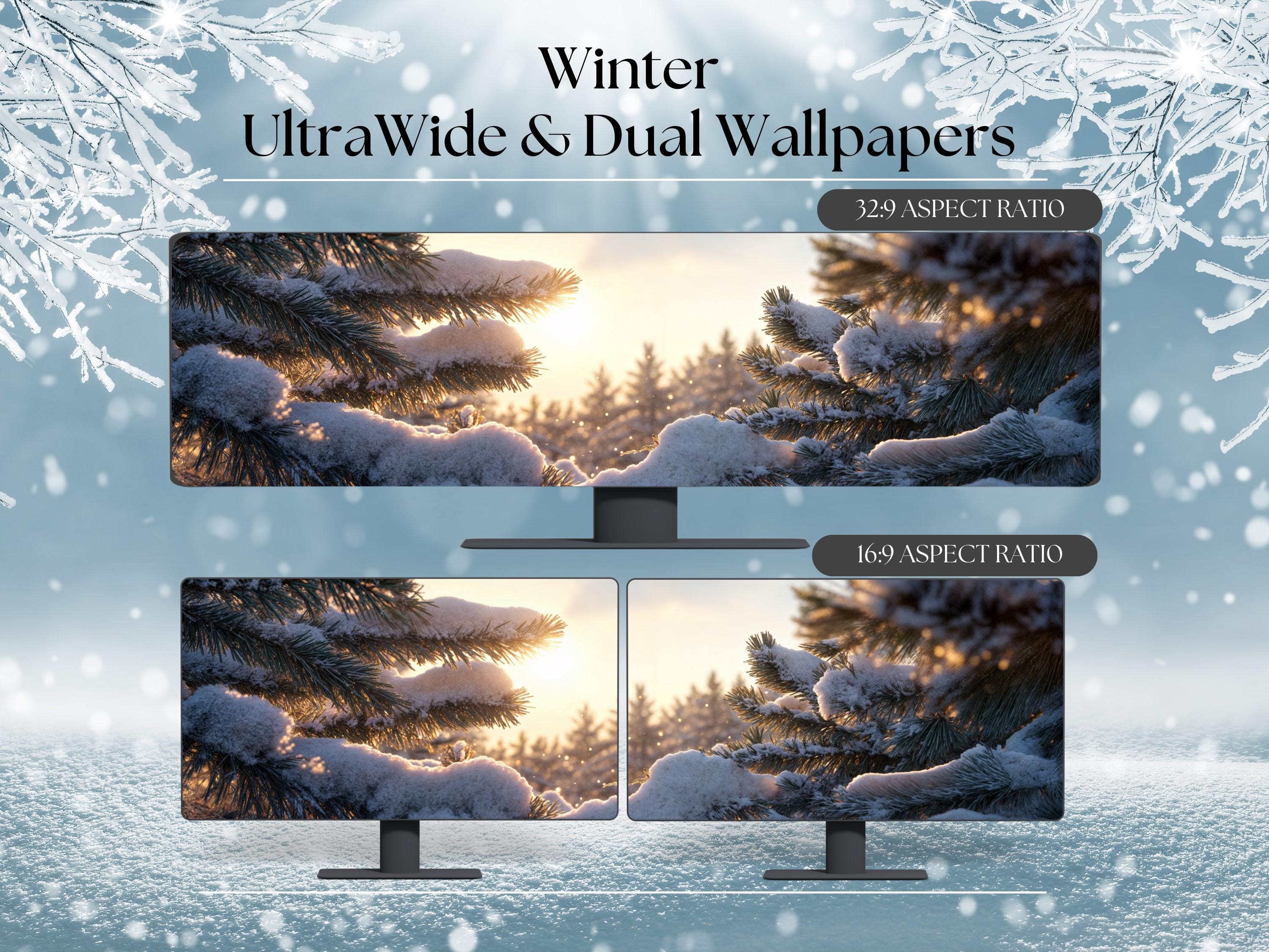 Winter-themed Wallpaper for Ultrawide and Dual Monitors | 32x9 and 16x9