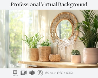 Boho Virtual Background | Compatible with Zoom, Teams, WebEx, Skype, Google Meet | Stunning Backdrop for Video Calls