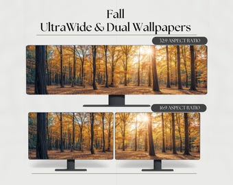 Fall Desktop Wallpaper for Ultrawide and Dual Monitors | 32x9 and 16x9 High-Resolution Autumn Backgrounds for Windows and Mac