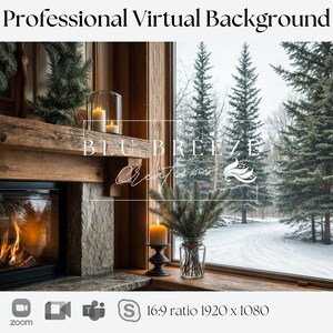 Cozy Fireplace Winter Virtual Background for Video Calls | Zoom Teams WebEx Skype Google Meet Compatible
