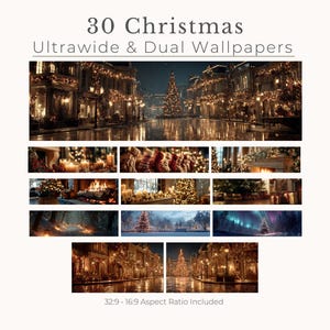 30 Christmas Wallpaper Bundle for Ultrawide & Dual Monitors | Holiday Desktop Backgrounds | Winter Computer Wallpapers