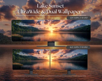 Lake Horizon Ultrawide and Dual Monitor Wallpaper High-Resolution Desktop Backgrounds for Windows and Mac | Desktop Wallpaper