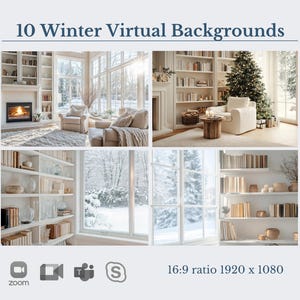 10 Winter-Virtuelle Hintergründe | Kompatibel mit Zoom, Teams, WebEx, skype, googleMeet | Hintergrund für Videoanrufe