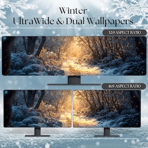 Winter Trail Wallpaper for Ultrawide and Dual Monitors  High-Resolution Desktop Backgrounds  Windows and Mac  32x9 and 16x9 Winter Scenes
