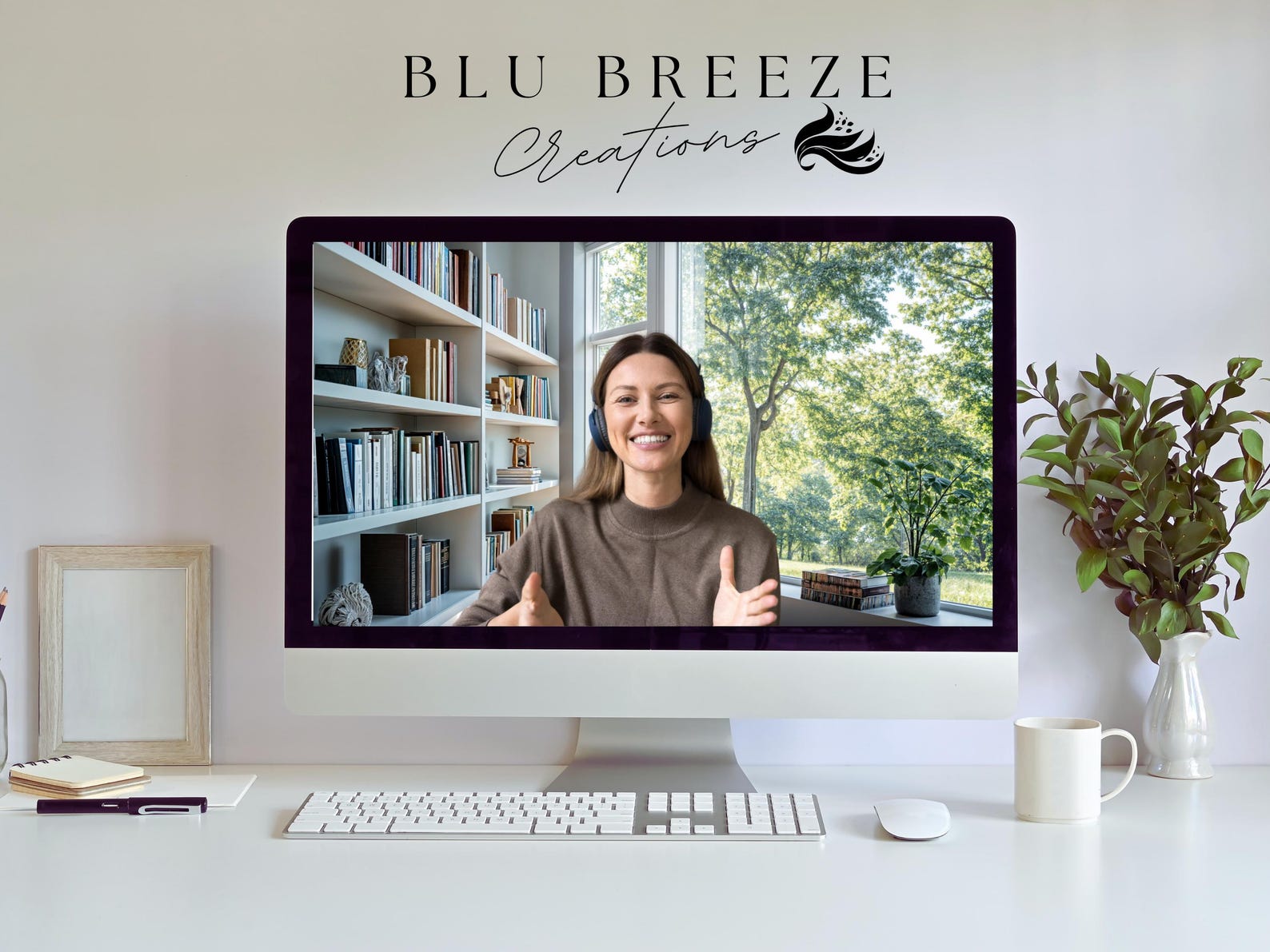 Zoom Background With Natural Light and Office Shelves – Virtual ...