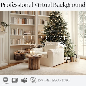Christmas Tree Background for Video Calls  Zoom Teams WebEx Skype Google Meet Compatible | Christmas Living Room | Winter Zoom Background