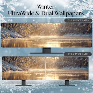 Winter-Themed Ultrawide and Dual Monitor Wallpaper  High-Resolution Desktop Backgrounds for Windows and Mac  32x9 and 16x9  Sunny Stream