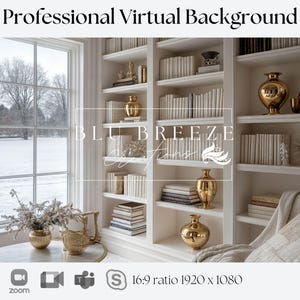 Virtual Winter Background for Video Calls - Gold and White Background for Zoom Teams WebEx Skype Google Meet Compatible - Stunning Backdrop