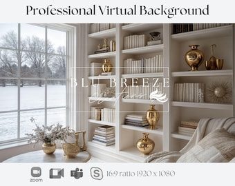 Virtual Winter Background for Video Calls - Gold and White Background for Zoom Teams WebEx Skype Google Meet Compatible - Stunning Backdrop