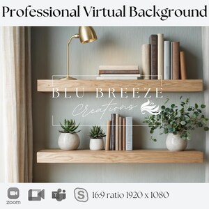 Clean Home Office with Plants Background | Zoom Teams WebEx Skype Google Meet | Virtual Backdrop