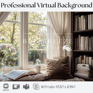 Virtual Background for Zoom Calls | Minimal Office Decor with Books