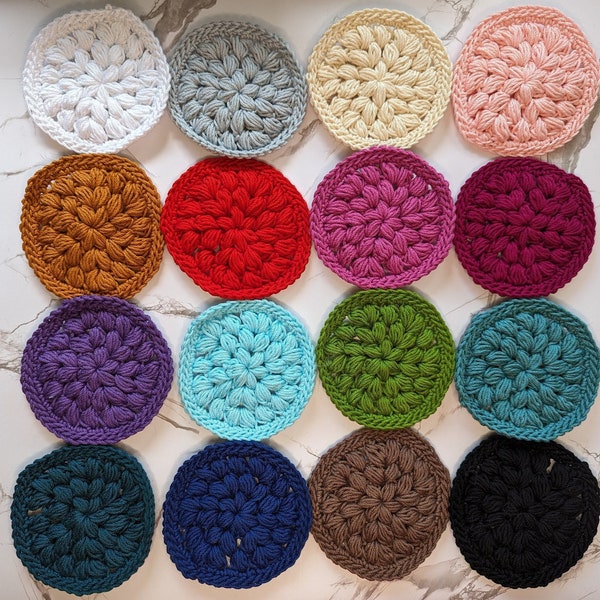 Handmade Crochet Coaster | Cotton Coaster Set | Crochet Puff Coaster | Rainbow Coasters | Fancy Coasters | Mother's Day Gift | Birthday Gift