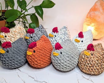 Crochet Chicken Amigurumi, Chonky Chicken Plushie, Chicken Stuffed Animal, Handmade Crochet Chicken, Mabel Chicken Plushie