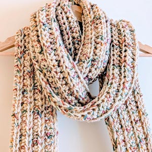 Colorful Handmade Chunky Crochet Scarf - Finished Item, Extra Long Winter Scarf, Rainbow Chunky Knit Scarf, Super Cozy Squishy Crochet Scarf
