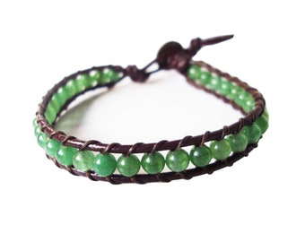 Jade stone green jade leather bracelets