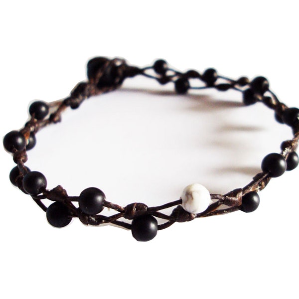 Matte onyx ANKLETS howlite ANKLETS for men and women