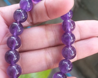 10 mm Amethyst stone stretch bracelets