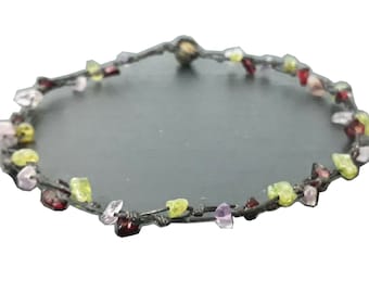 Choker necklaces peridot ganet amethyst stone woven choker NECKLACES for men and women