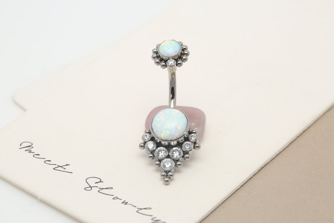 G23 Titanium Belly Button Ring - 14G Star Navel Barbell, Internally Threaded Body Jewelry