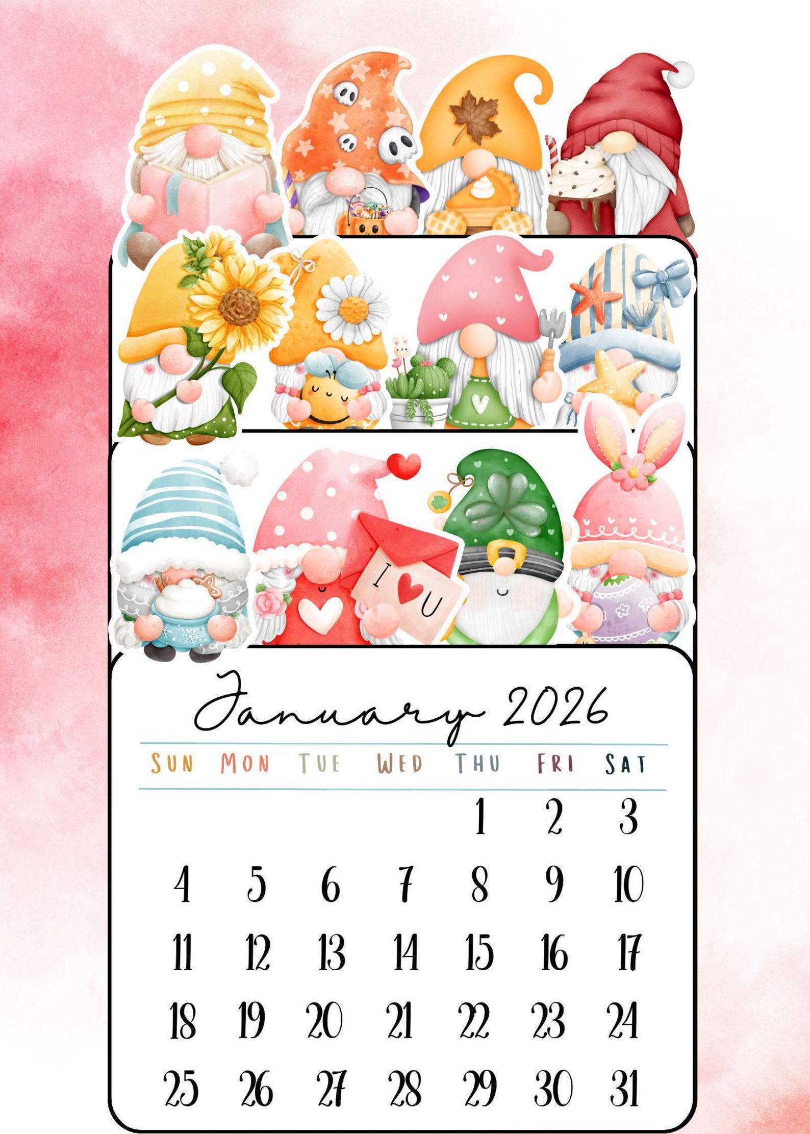 2026 Desk Calendar Gnome Collection Mini Desk Calendar 2026 Small