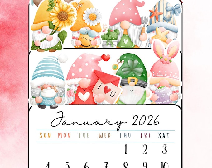 2026 Desk Calendar Gnome Collection Mini Desk Calendar 2026 Small