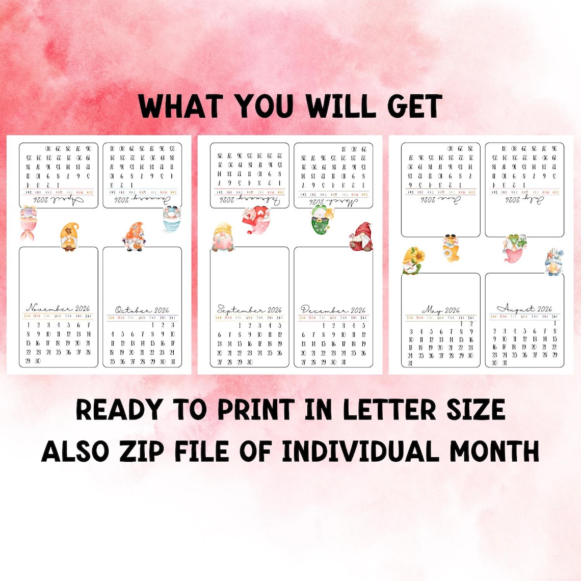 2026 Desk Calendar Gnome Collection Mini Desk Calendar 2026 Small