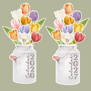 2026-2027 Blumen Tischkalender | Tulpen Kollektion | Mini-Tischkalender 2026 | Kleiner Tischkalender | einzigartiges Weihnachtsgeschenk
