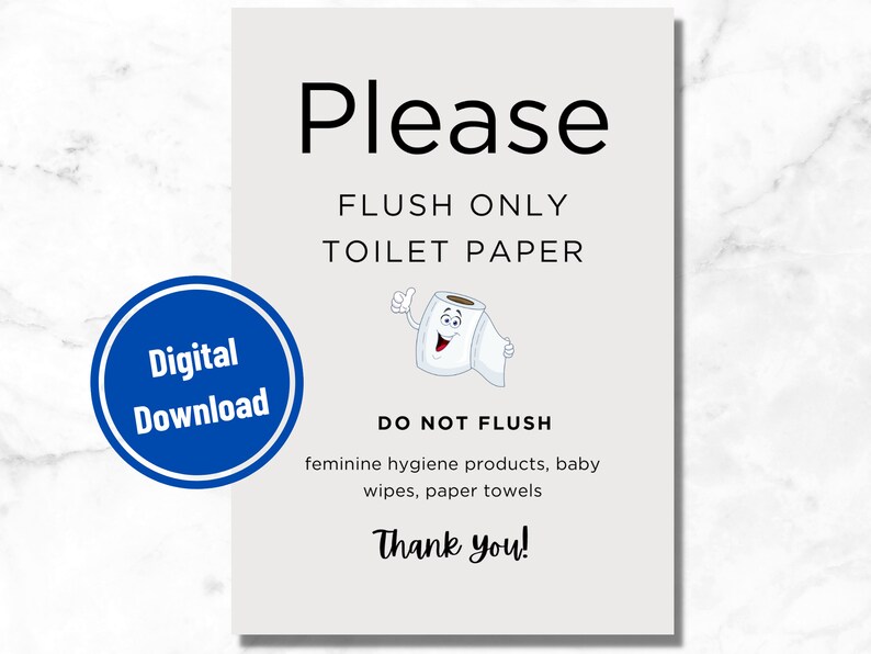 Cute Flush Only Toilet Paper Sign Etsy