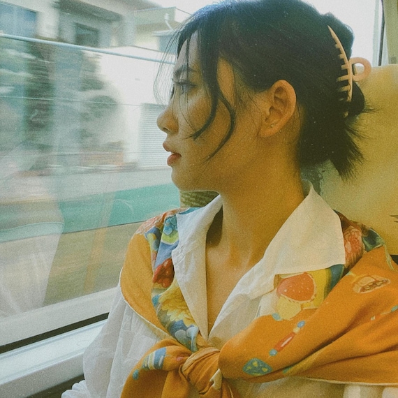 Buy 90x90cm Square Silk Scarf, Hand-rolled Hem, Youth Design