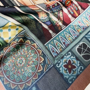 45x45cm Square Silk Scarf, Hand-rolled Hem, Hope Design, Luxury Pure Silk