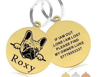 Engraved UK Personalised Dog Tag Dog Name Tag Dog Tags Dog ID Tag Custom Stainless Steel Dog ID Tags for Puppy Dogs Pet Dog