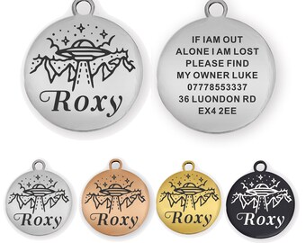 Engraved Dog Tag, Cat Tag, Personalized Pets ID Tags With 4 Different Designs Custom Metal Tags With Pets Name And Owner Number in 2 Sizes