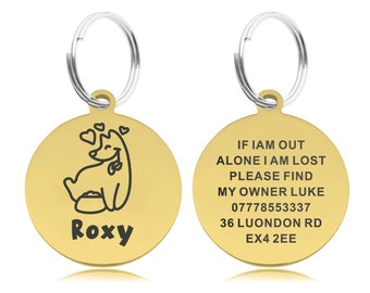 Personalised Dog Tags for Dogs Cats Stainless Steel ID Tag for Puppy Cats Deep Engraved Dog Collar Tag with Any Text