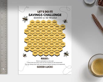 Honeycomb Savings Template Saving Money Printable 10,000 Savings Challenge 52 Week Savings Challenge Printable Instant Download Money Saving