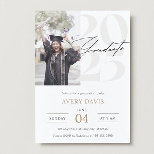 Graduation Party Invitation Class of 2025 Digital Graduation Invite High School Graduation Card, College Graduation Editable Graduation