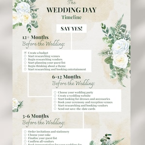 Wedding Timeline Planner Wedding Checklist Wedding Planning Planner for Wedding Wedding Organization Bridal Planner Wedding Details