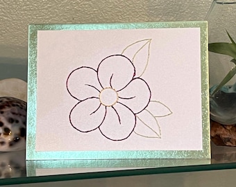 Floral Greeting Card: Hand-Embroidered Pattern (Digital Download)