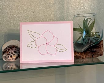 Plumeria Greeting Card: Hand-Embroidered Pattern (Digital Download)