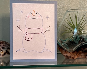 Dancing in the Snow Greeting Card: Hand-Embroidered Pattern (Digital Download)
