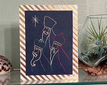 We Three Kings Greeting Card: Hand-Embroidered Pattern (Digital Download)