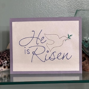 He is Risen Dove-wenskaart - digitaal downloadpatroon voor handgemaakte geborduurde kaarten
