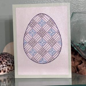Zuid-Afrikaanse Shweshwe Easter Egg-wenskaart - digitaal downloadpatroon voor handgemaakte geborduurde kaarten (onderdeel van de "Afrikaanse serie")
