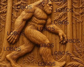 Bigfoot al acecho/ARCHIVO PNG/Imagen en bajorrelieve 3D/