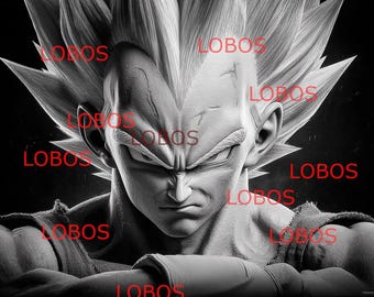 Vegeta 3D en escala de grises/archivo PNG/compatible con láser