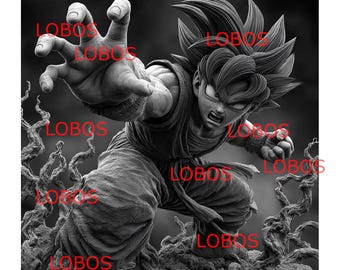 Kaioken Goku/ARCHIVO PNG/ESCALA DE GRISES 3D