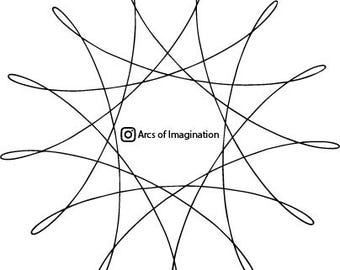 Spirograph Art (Pattern A) -- 4 DIGITAL DOWNLOADS .svg & .png (with/without logo), hand-drawn, cycloid/hypocycloid geometry, minimalist