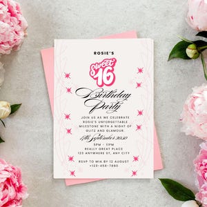 16th Birthday Invite, Modern Birthday Party Invitation, Sweet Sixteen Birthday Card, Sweet 16 Birthday Invitation Teen, Sweet Sixteen Evite