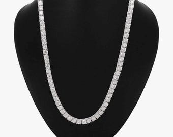 Men’s 4mm Moissanite Tennis Chain – 925 VVS Silver, 18K Gold Plated D Clarity 22”