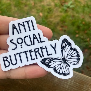 Anti Social Butterfly Sticker: Introvert Vinyl Decal